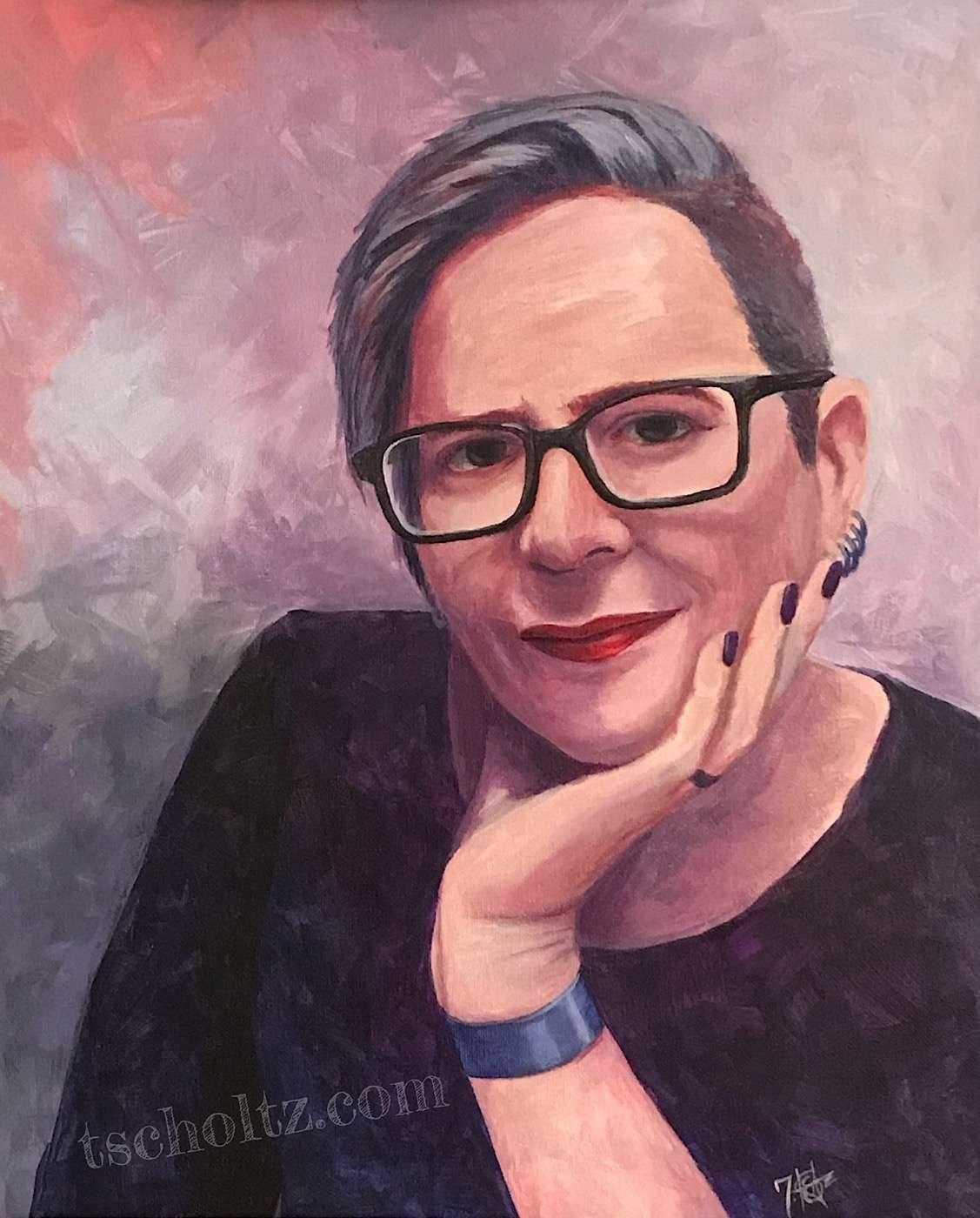 Portrait-at-50-acrylic-painting-by-Tes-Scholtz