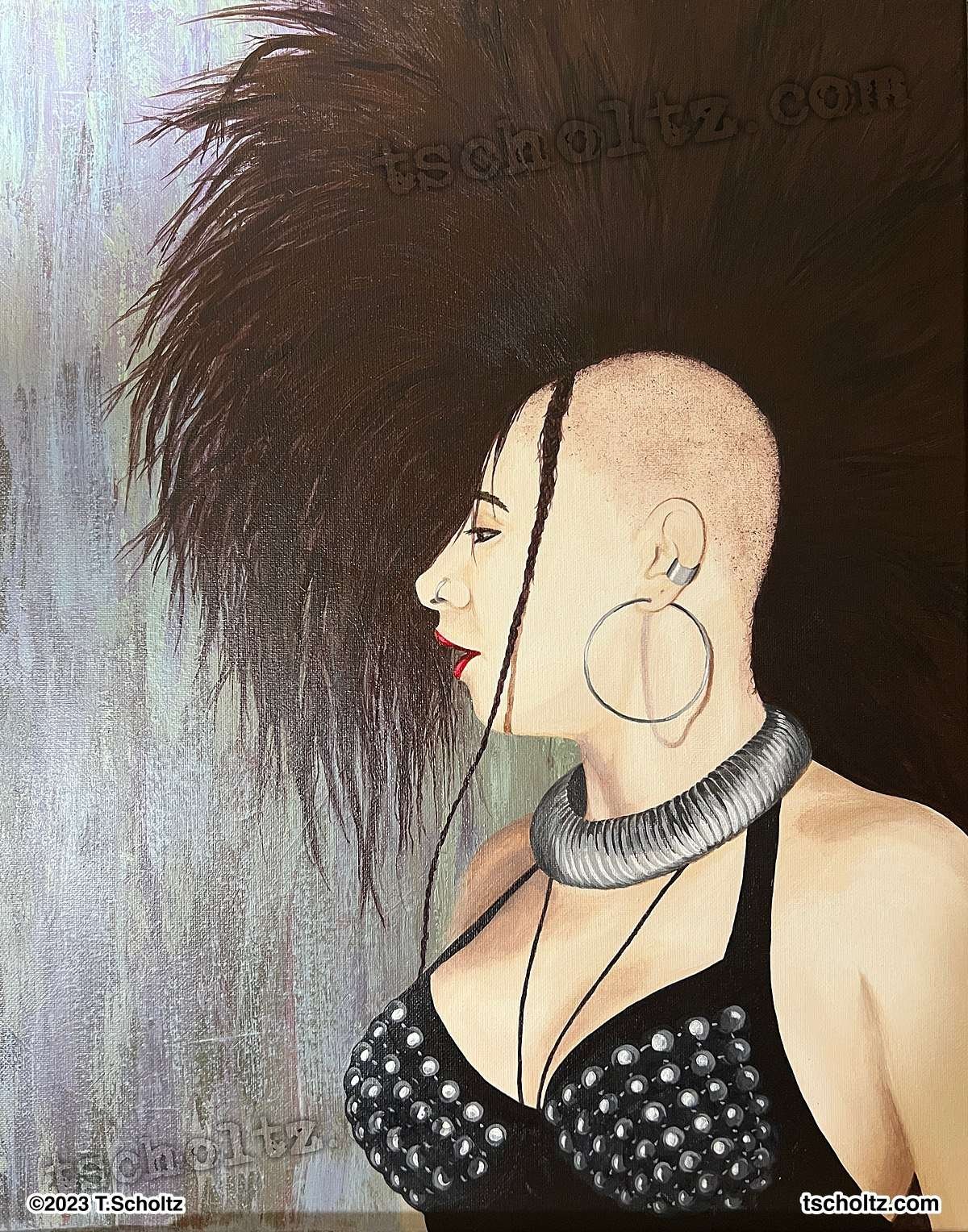 Self-portrait-at-21-acrylic-painting-by-Tes-Scholtz